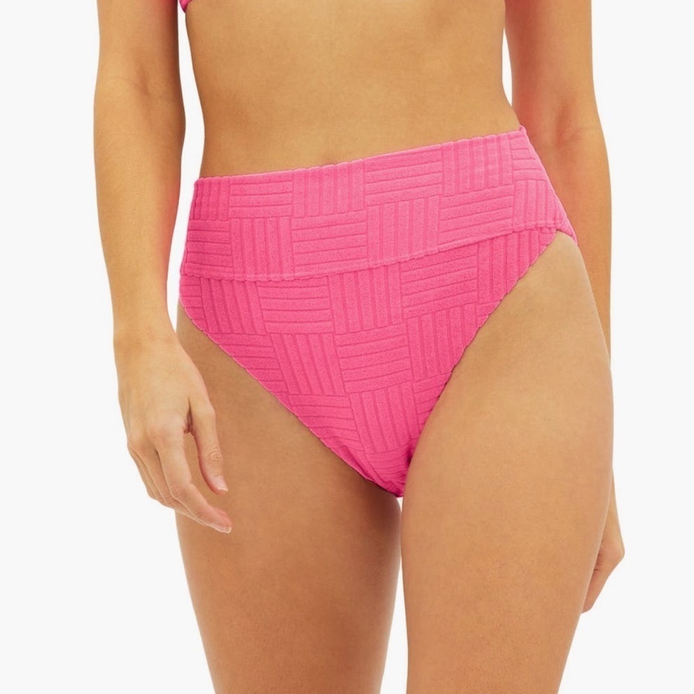 Beach Riot Pink High-Waist Ribbed Bikini Bottom